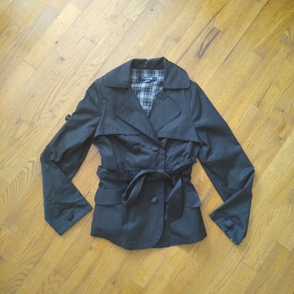 Forever 21 Black Raincoat Jacket Sz S - Picture 2 of 13
